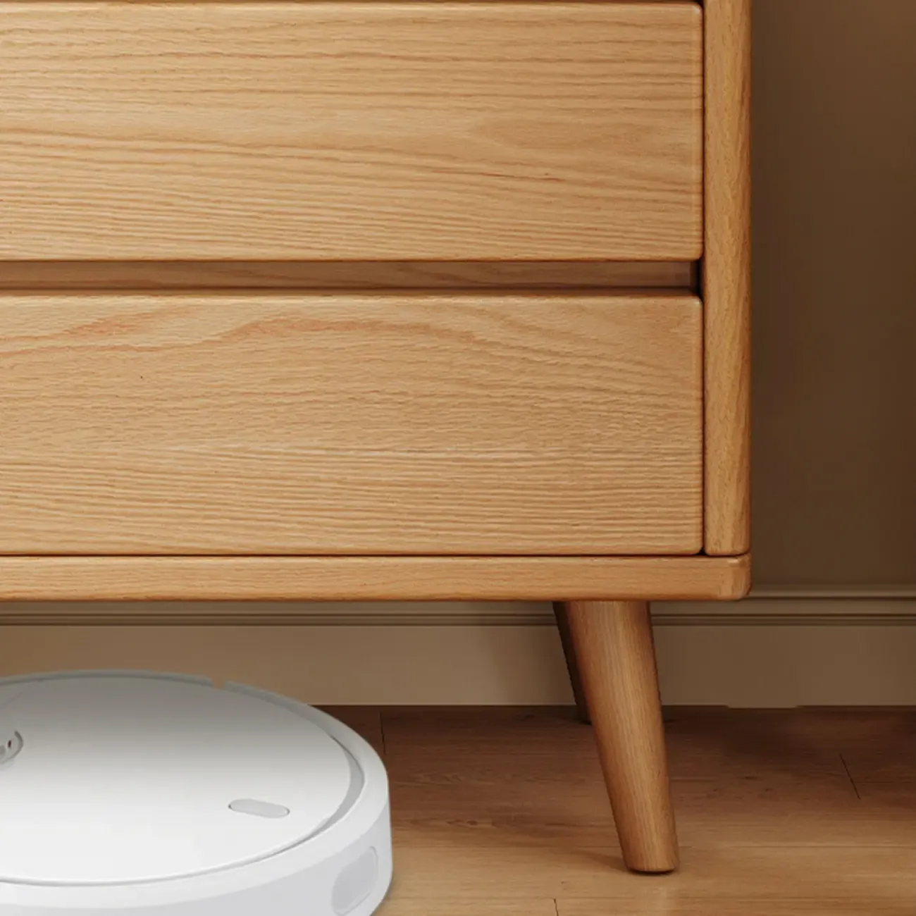 Natural Finish Wood Nightstand with Drawers