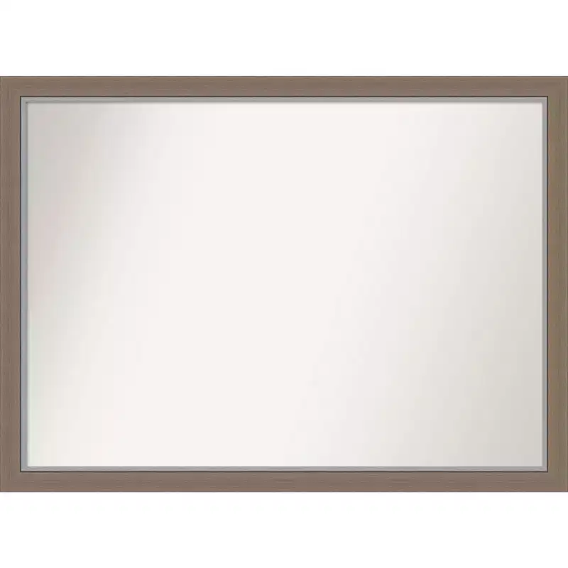 41" x 30" Non-Beveled Eva Narrow Bathroom Wall Mirror Brown - Amanti Art: Rectangle, Polystyrene Frame, Wall Mounted