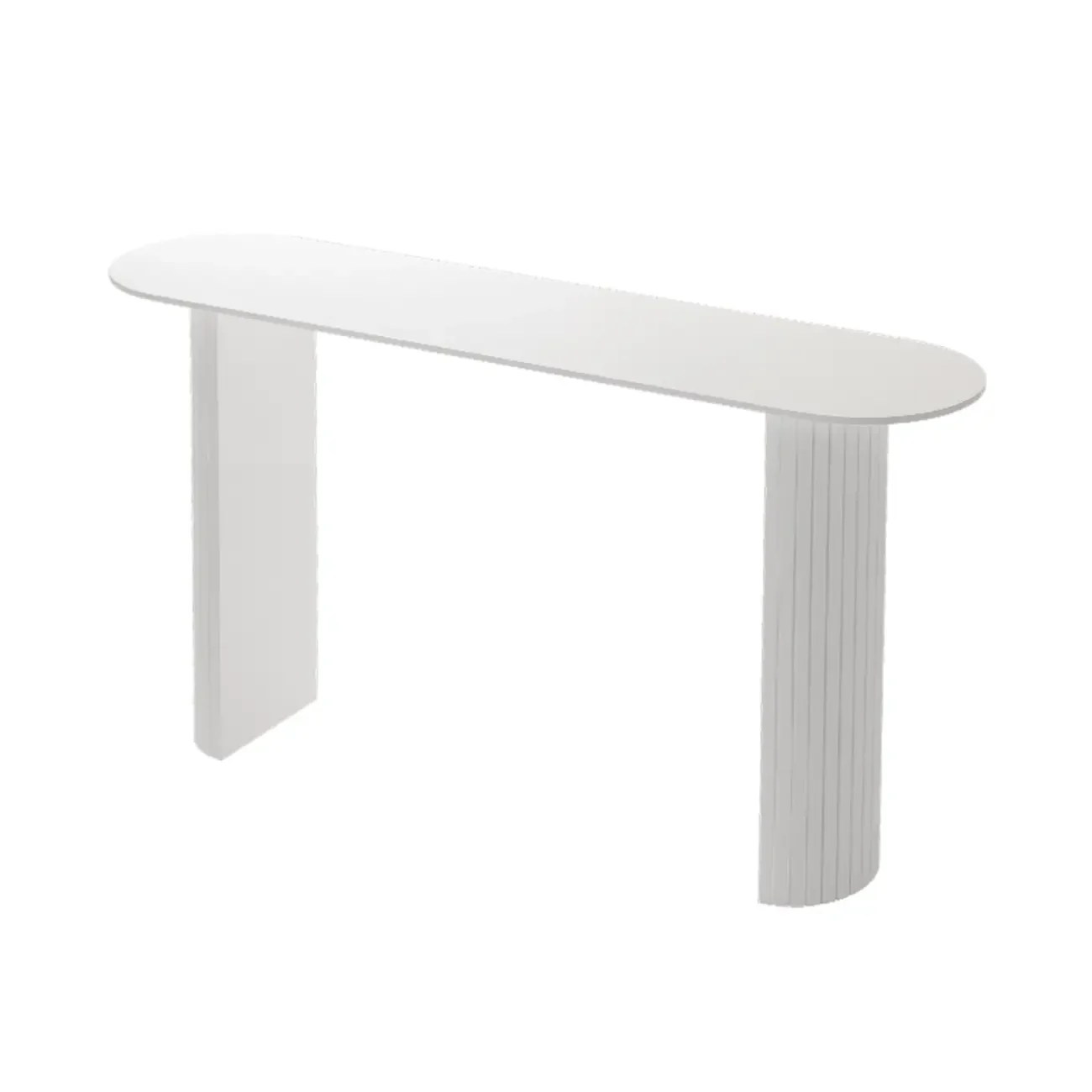 Scandinavian Oblong Black Stone Ribbed Steel Bar Tables