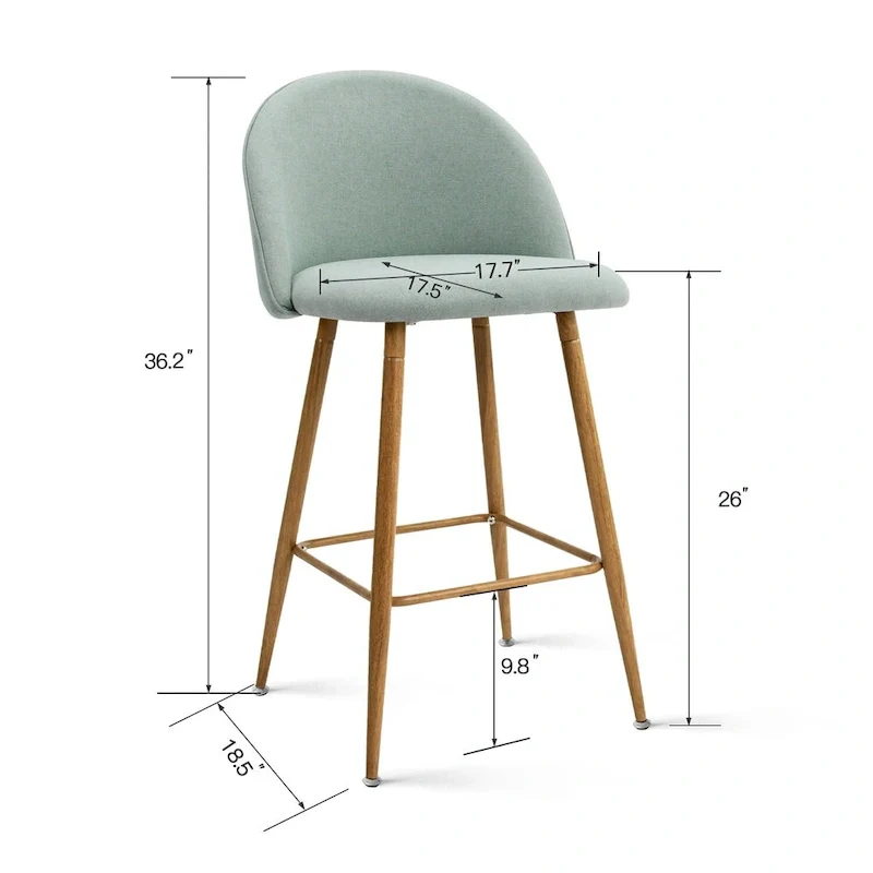 Upholstered 26 inch Counter Stool (Set of 2) - 37.6x16.7x16.7