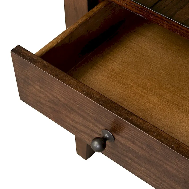 Lake House Accent End Table Rustic Brown Oak