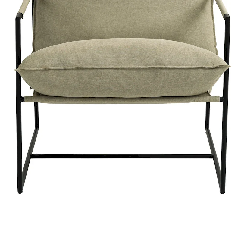 Metal Framed Accent Chair Sling Armchair with Bag Cushion