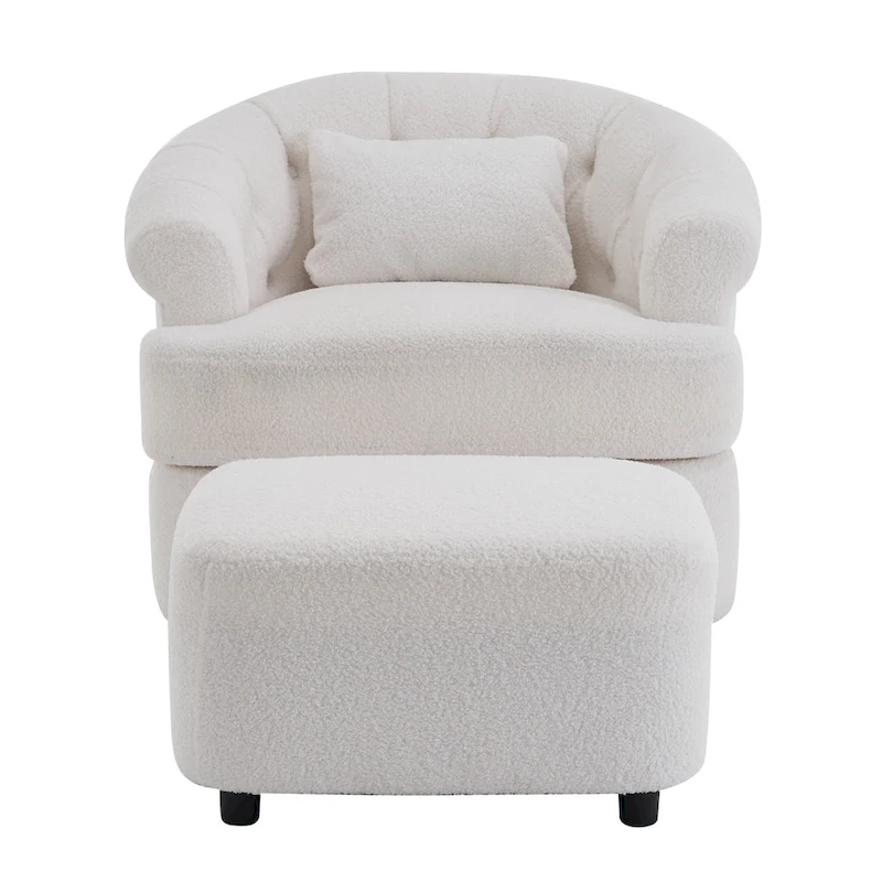 Velvet Swivel Chair with Ottoman, 360 Rotation & 300lb Capacity