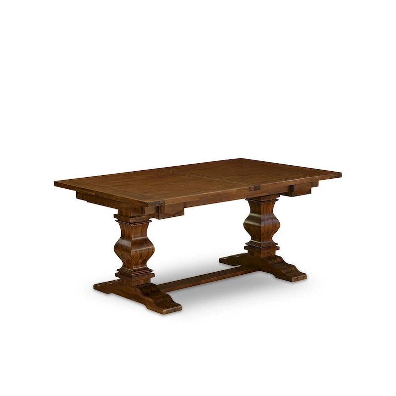 East West Furniture 11 Piece Dining Table Set- a Wooden Table and 10 Linen Fabric Upholstered Chairs(Finish Options)