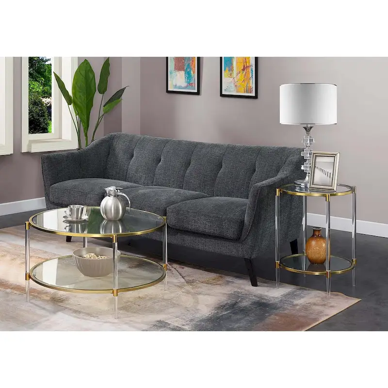 Convenience Concepts Royal Crest 2 Tier Acrylic Glass Coffee Table