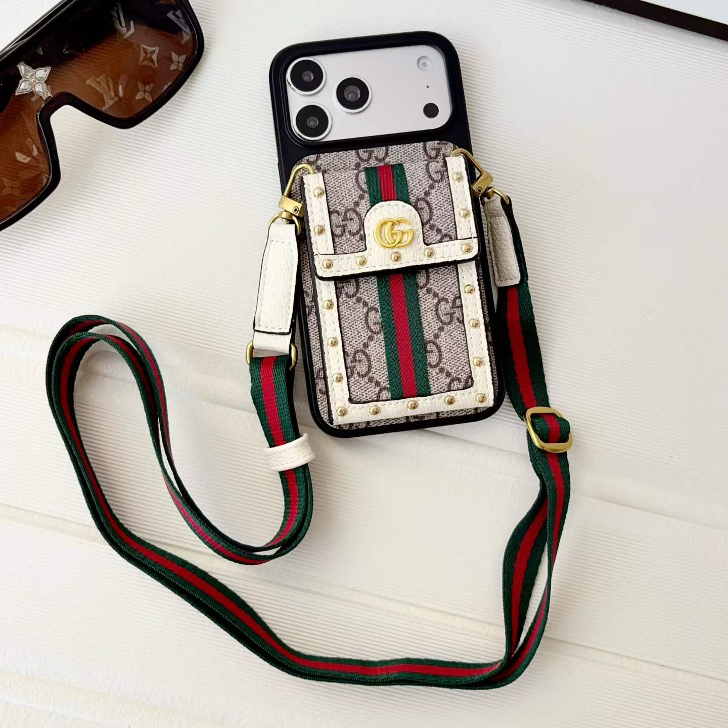LL GG Rivet Trunk 04 Detachable Crossbody Case for iPhone - Vania Cases