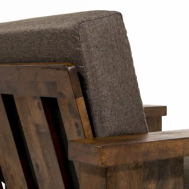 Jimo Rustic Oak and Linen Fabric 2-Piece Sofa Set by Furniture of America