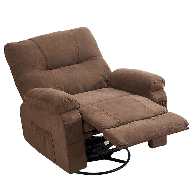 360 Linen Swivel Rocker Recliner with Side Pockets