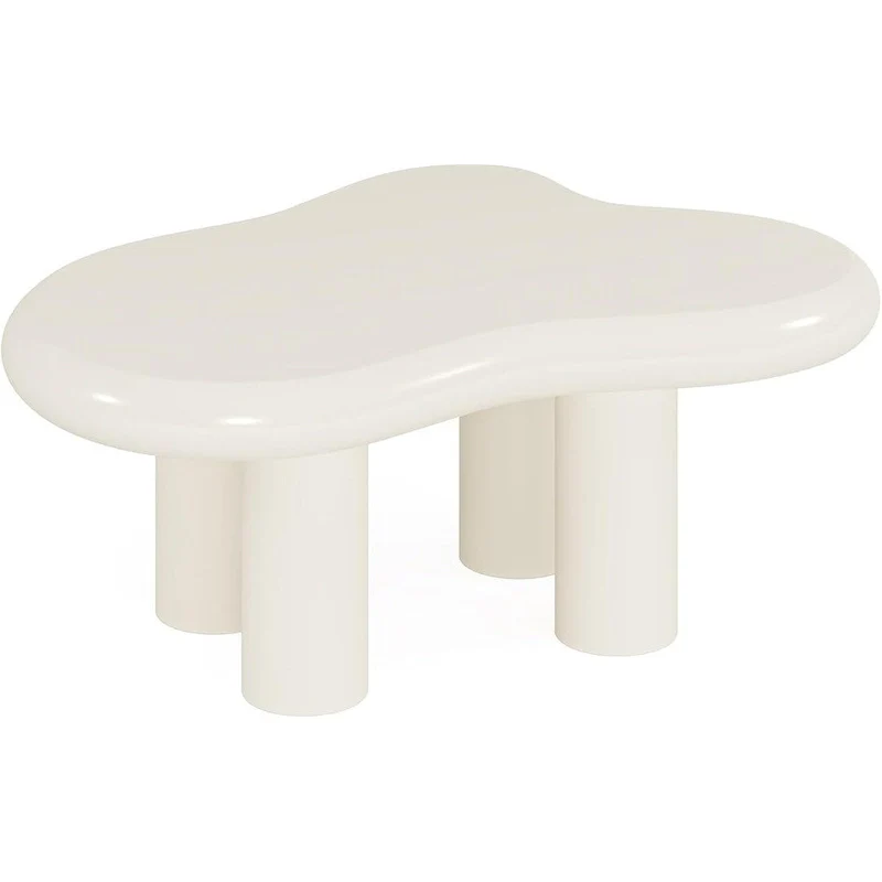 39.4 Inches Cloud-Shaped Engineered Wood Coffee Table with 4 PVC Legs