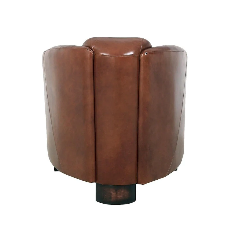 Pasargad Home Madison Top Grain Leather Armchair, Brown - W27.5xD30xH27