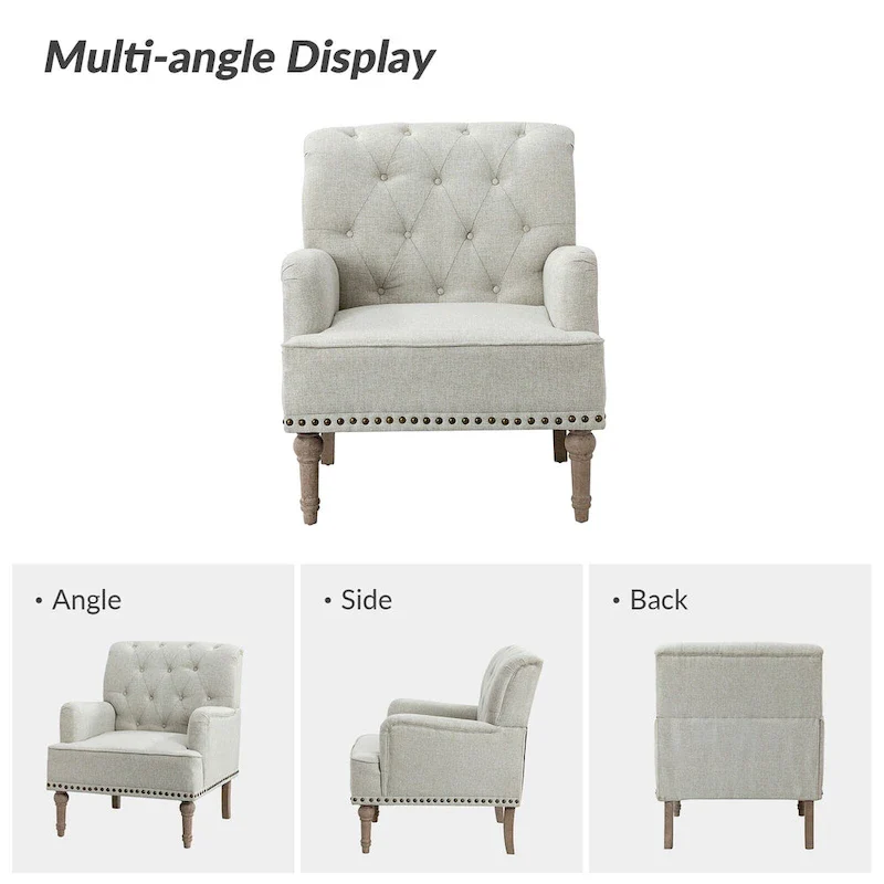 Geltrude Classic Upholstered Accent Arm Chair with Button Tufted Back by HULALA HOME