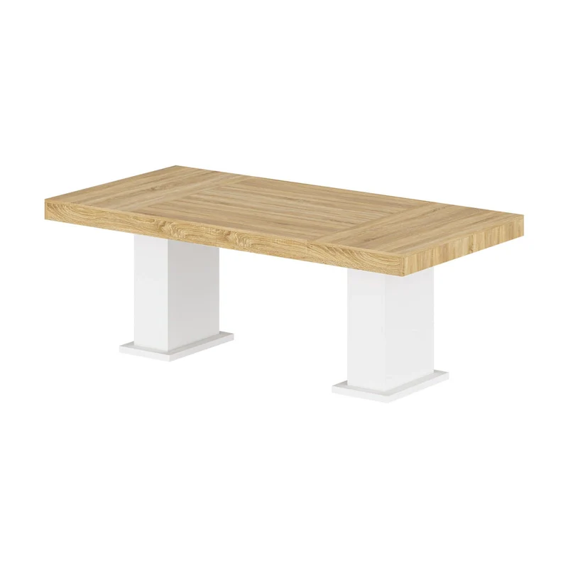 Wooden Conference Table with White Base Meeting Table Computer Desk