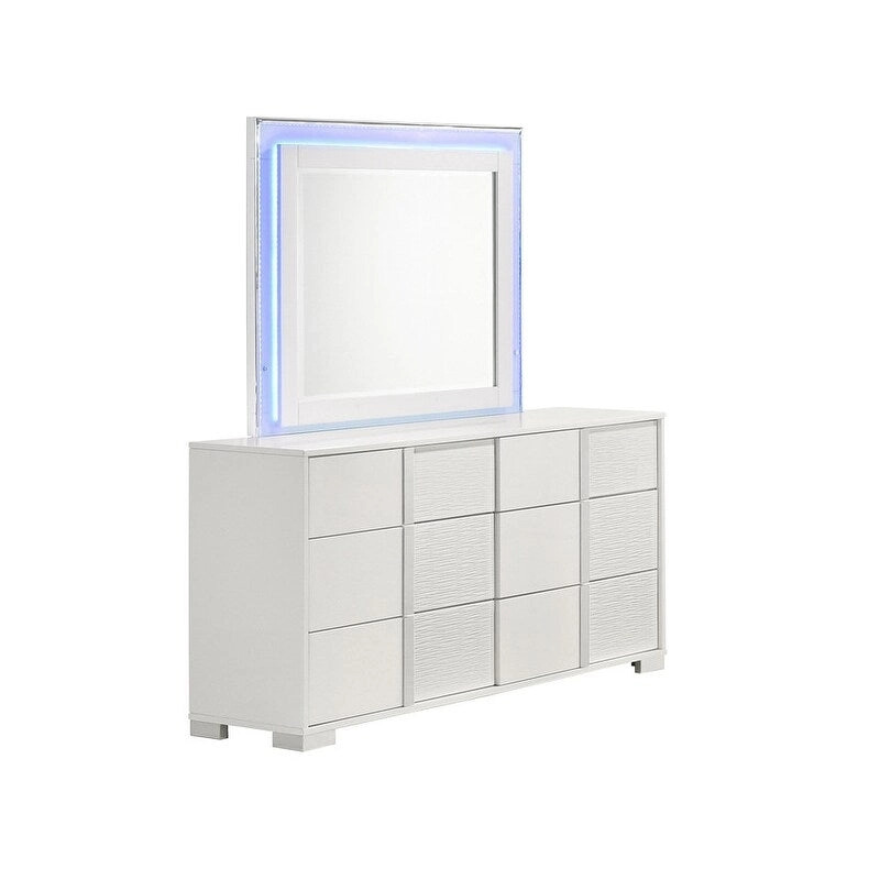 Best Quality Furniture B750 White Lacquer with LED Bedroom Set