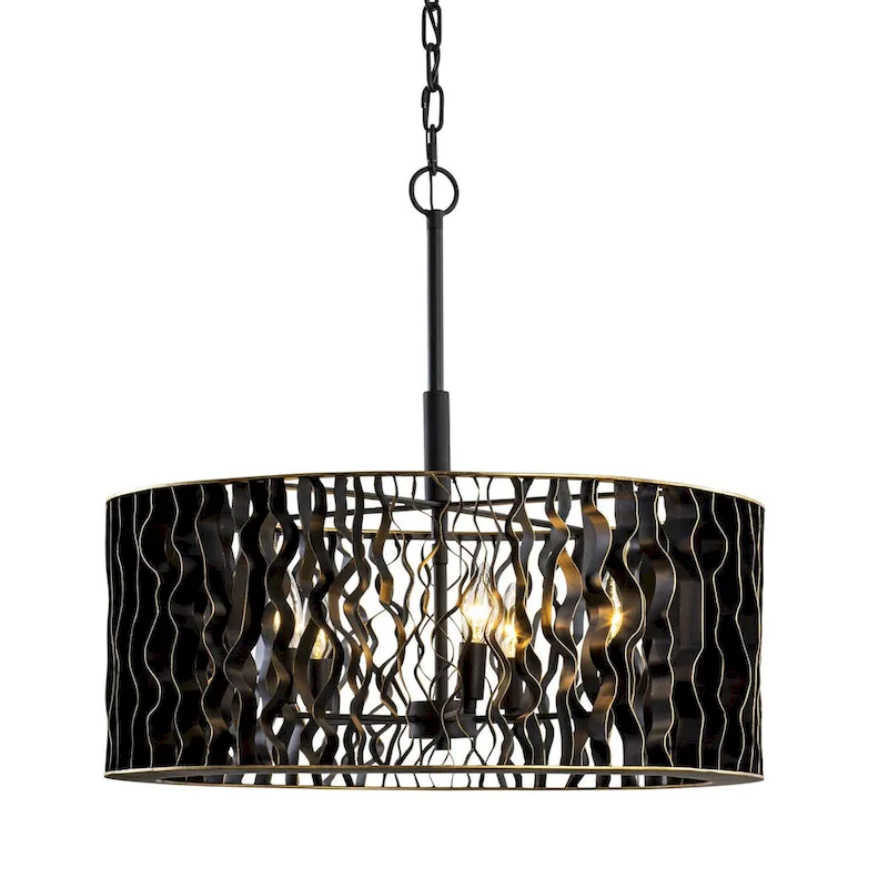 Estela 5-Light Pendant - Matte Black/French Gold