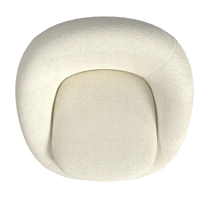 HomePop Round Barrel Shape Swivel Chair-White Sherpa