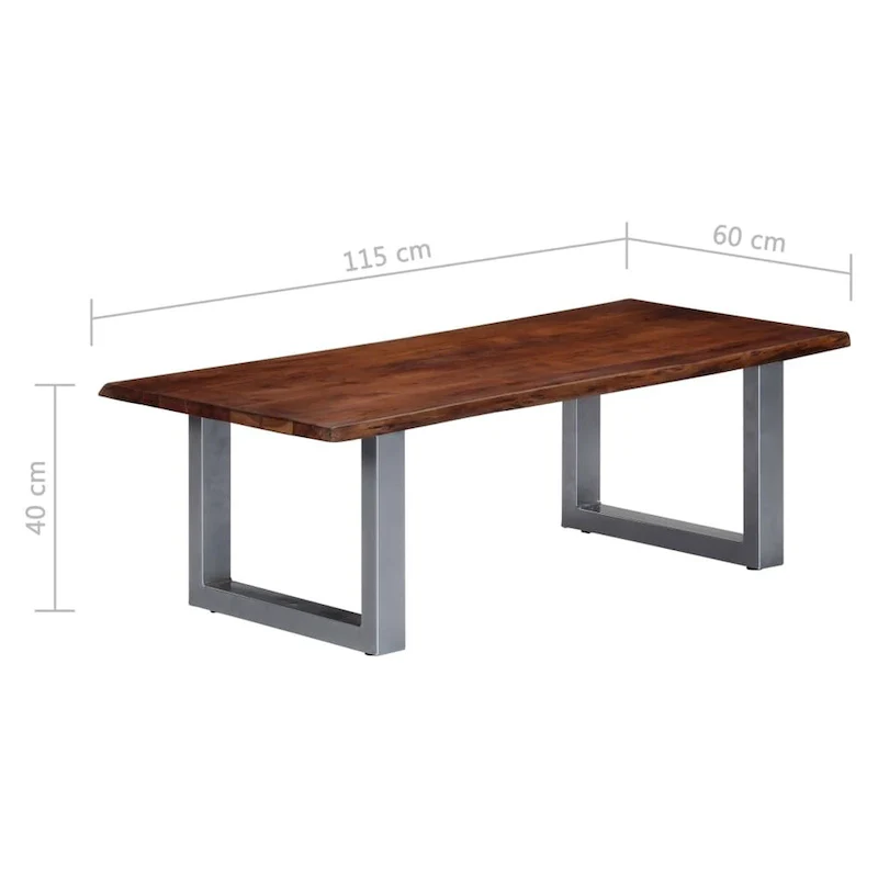 vidaXL Coffee Table with Live Edges Home Living Room Square Solid Wood Acacia - 45.3 x23.6 x15.7  (L x W x H)