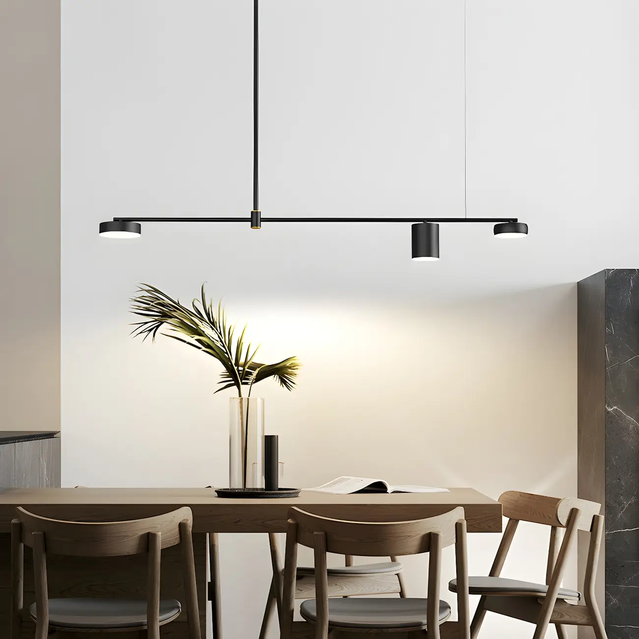 Modern Adjustable Black Linear Kitchen Island Light