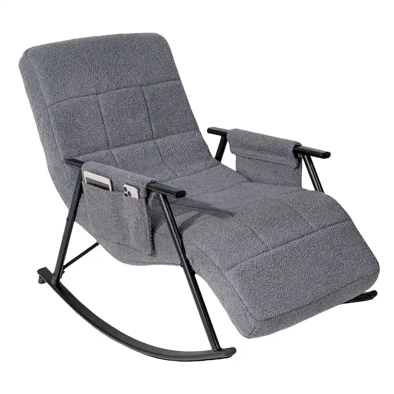Adjustable Rocking Chair, Nursery Glider Chair with Adjustable High Back and Foot Rest