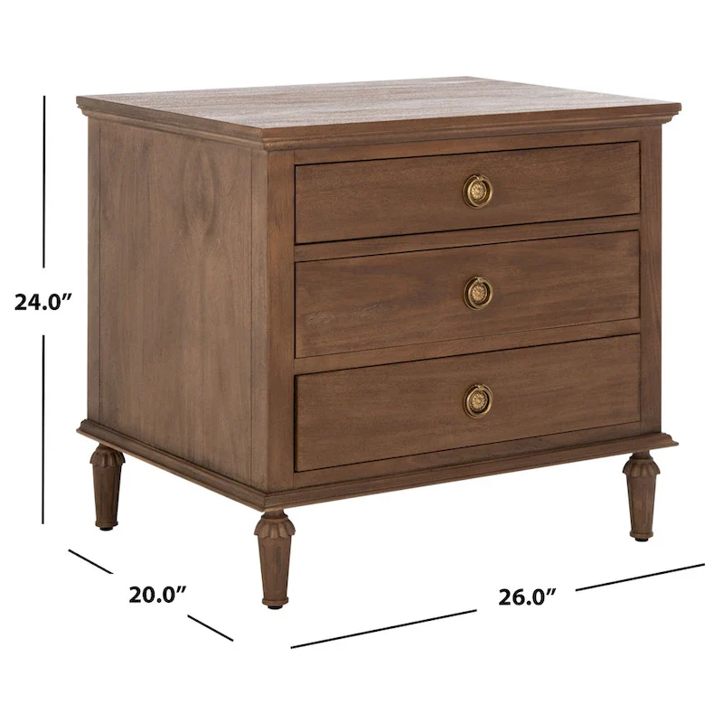 Three-Drawer Wooden Bedside Table