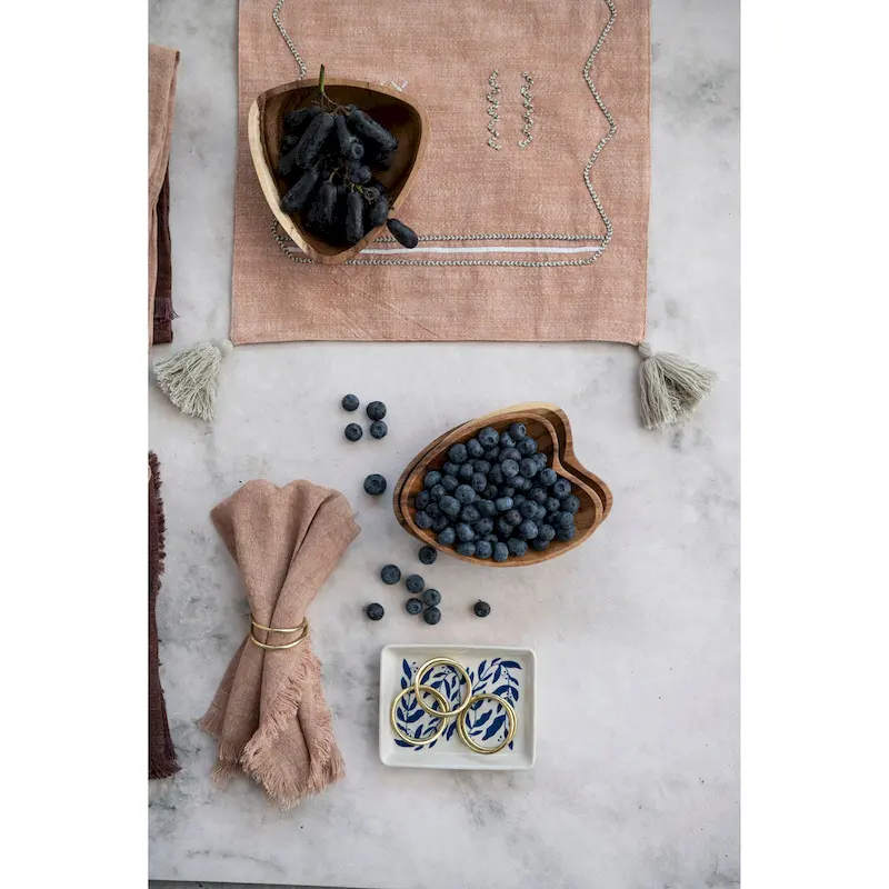 Heart Shaped Acacia Wood Trays - 6.3 L x 4.5 W x 1.0 H - 6.3 L x 4.5 W x 1.0 H