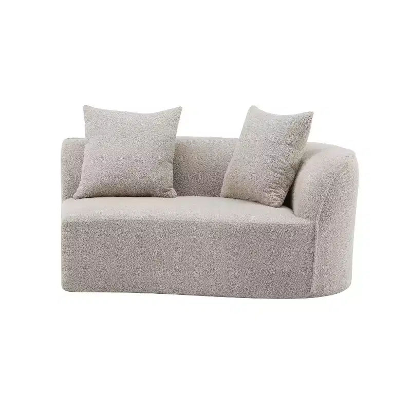 Christopher Knight Home Hailey 126 Modern Boucle Upholstered 5 Seater Curved Sectional Sofa with Pillows