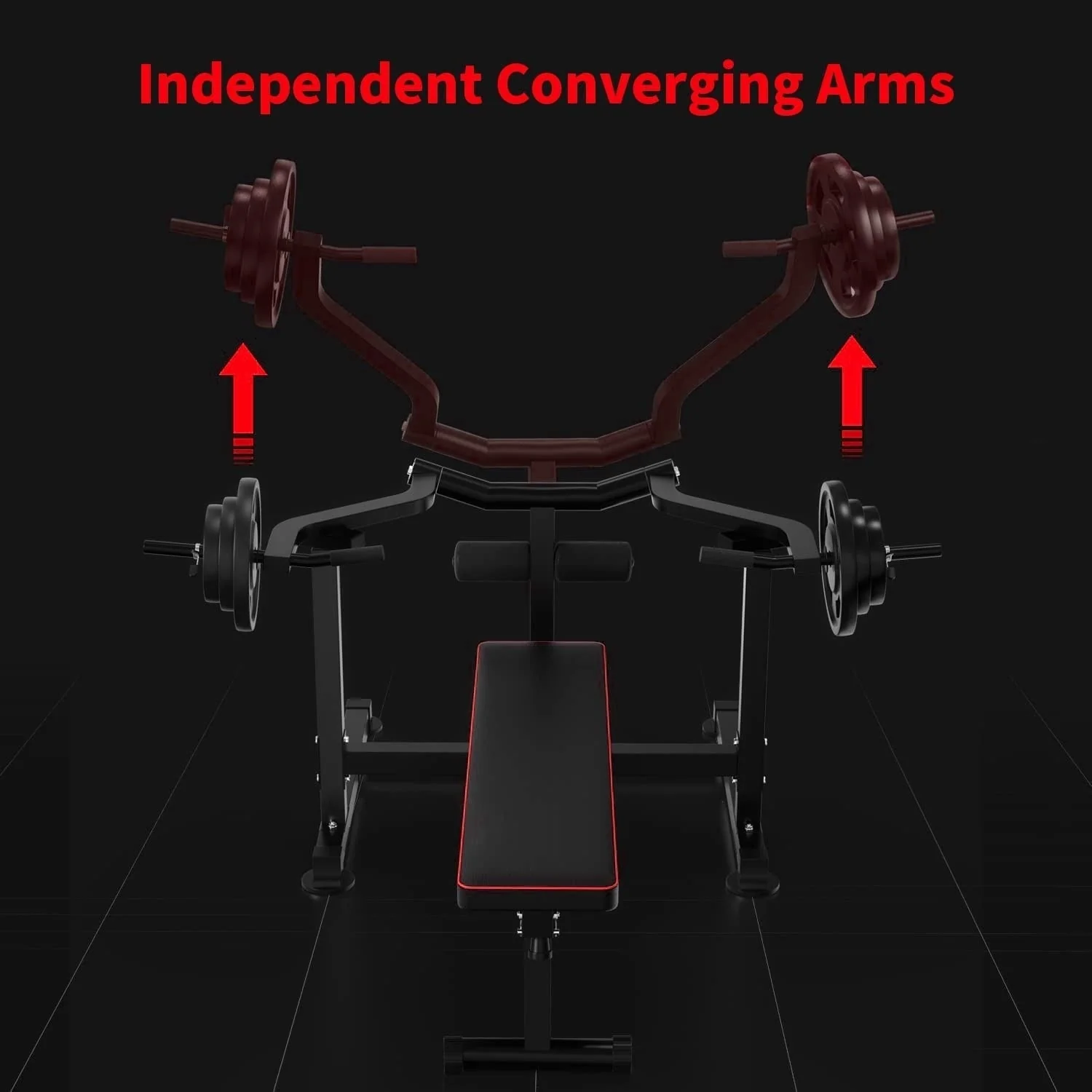 Zenova Bench Press Set Chest Press Machine with Independent Converging Arms and Dumbbell Rack