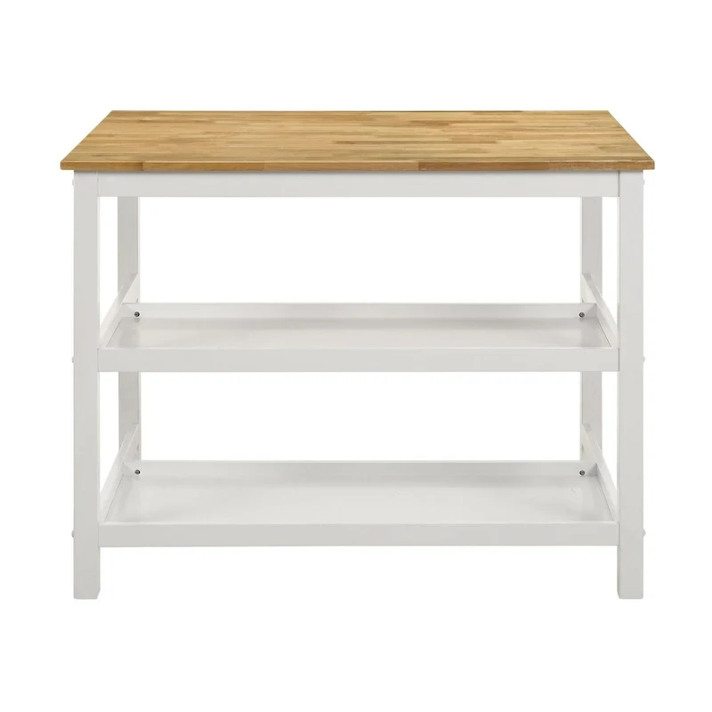 Prager Brown and White Kitchen Island Counter Height Table