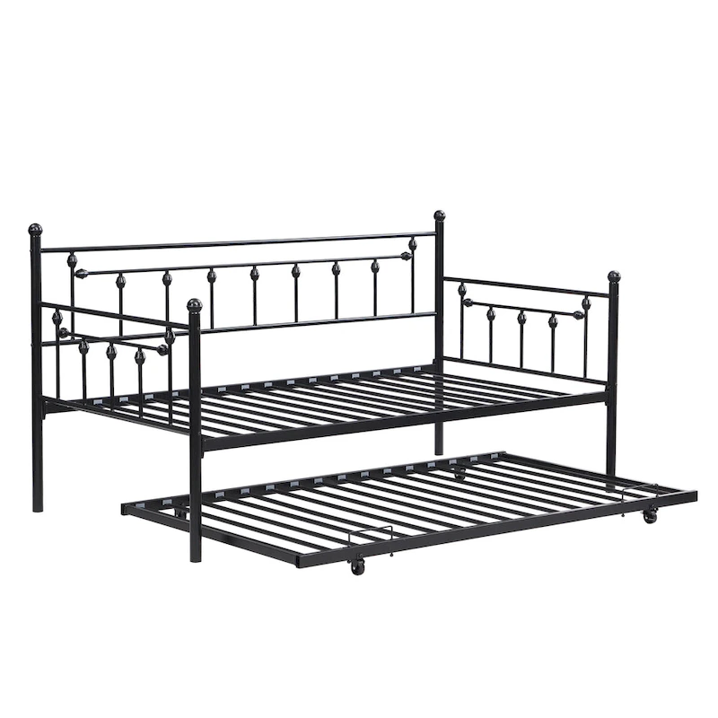 Modern Victorian Metal Daybed with Trundle