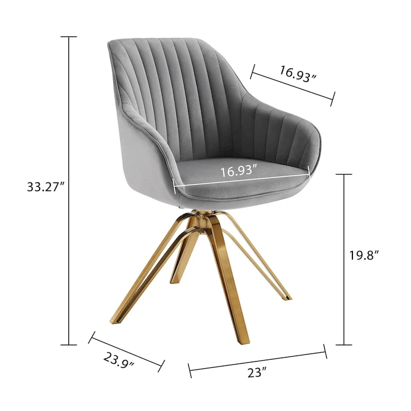 Art Leon Modern Velvet Swivel Chair with Golden Finish