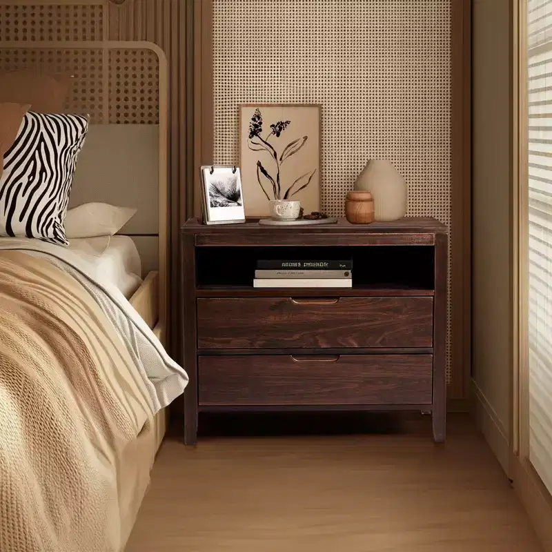 Karl Home 2-Drawer Brown MDF (Medium-Density Fiberboard) 29.53in. W Nightstands