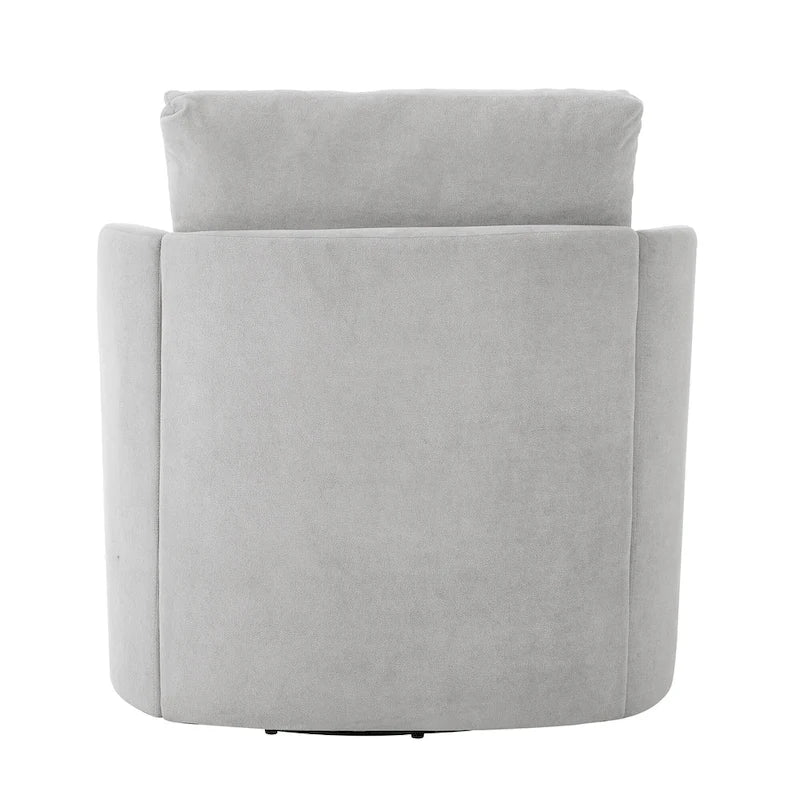 Chenille 360 Swivel Barrel Chair with Ergonomic Curved Design and 440lb Weight Capacity