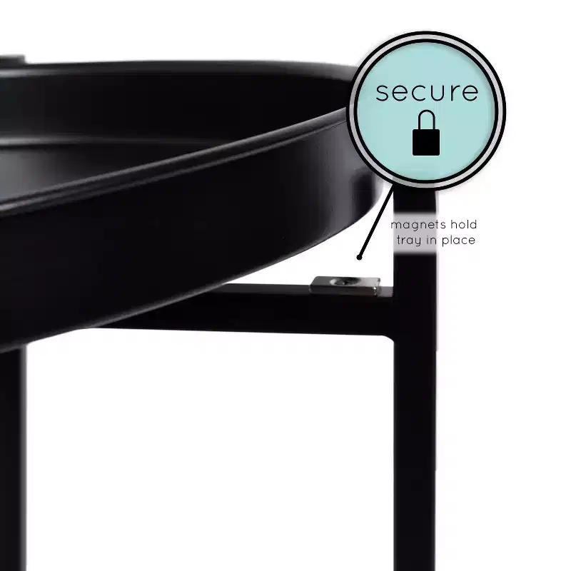 Round 2-Tier Metal Foldable Tray Table