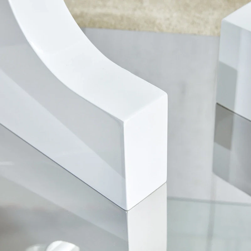 47.2 Modern Rectangular Coffee Table with Tempered Glass Tabletop and MDF Legs