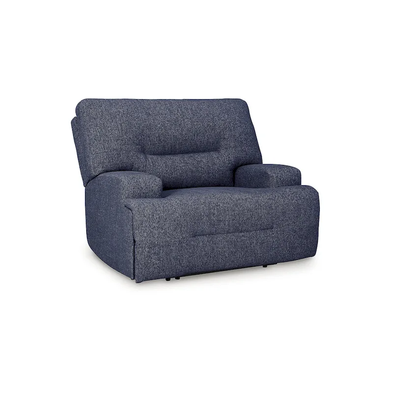 Wide Seat Power Recliner – Gray / Blue, Single