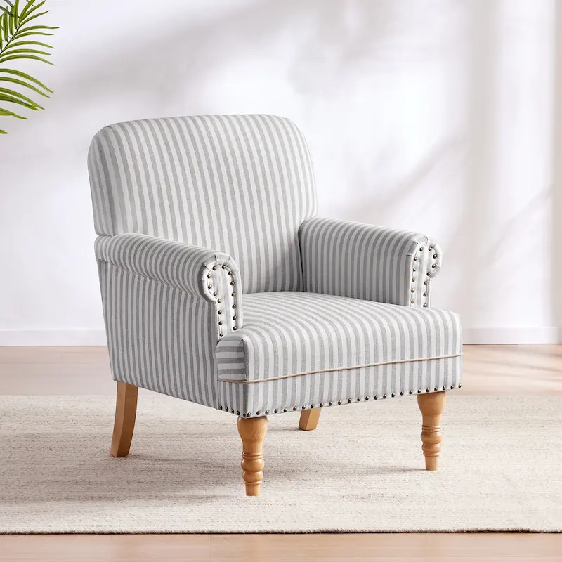 Upholstered Accent Sofa Linen Club Chair with Legs for Living Room