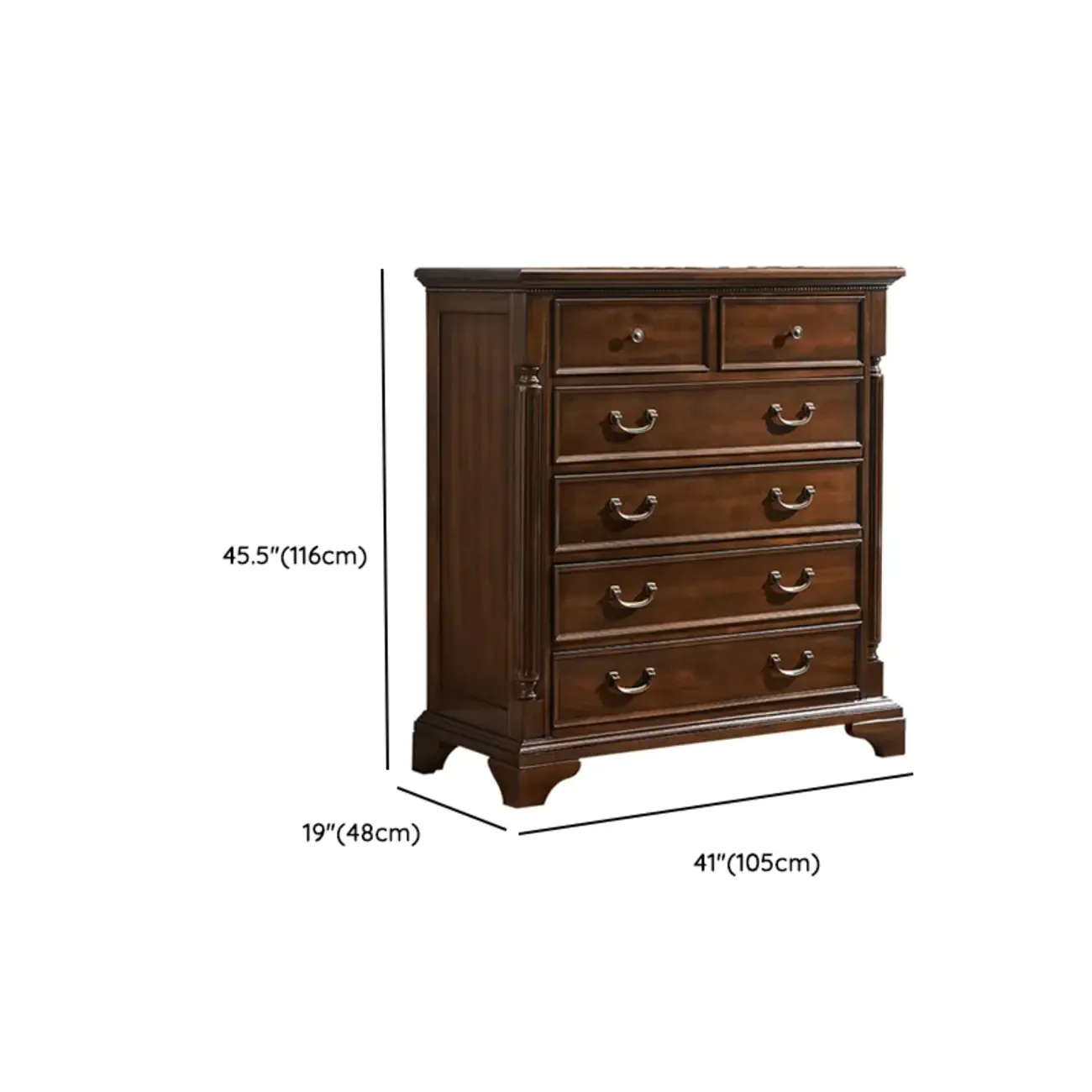 Classic Brown Wooden Double Dressers with 9-Drawers
