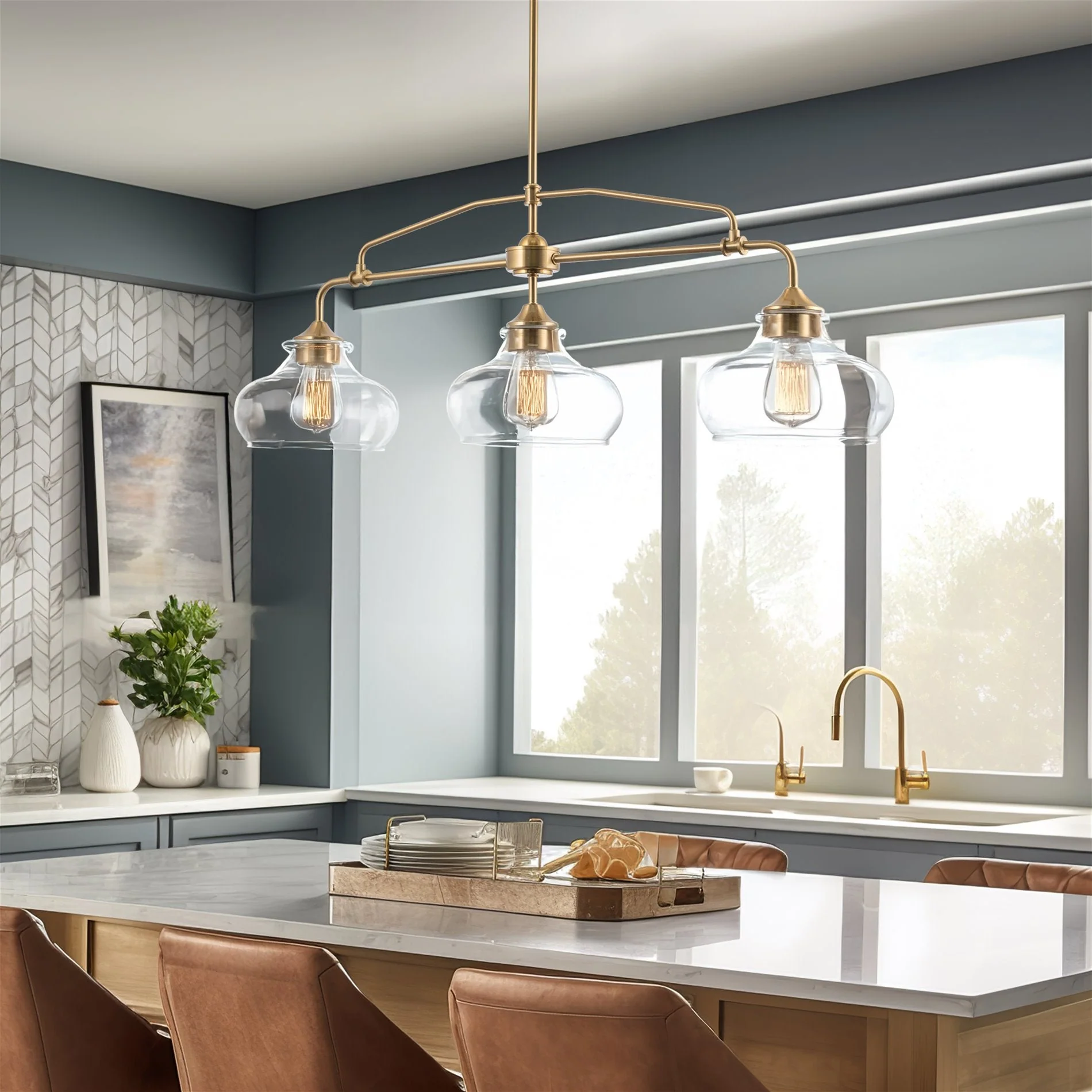 Harlow 38 Modern Industrial Farmhouse 3-Light Kitchen Island Light