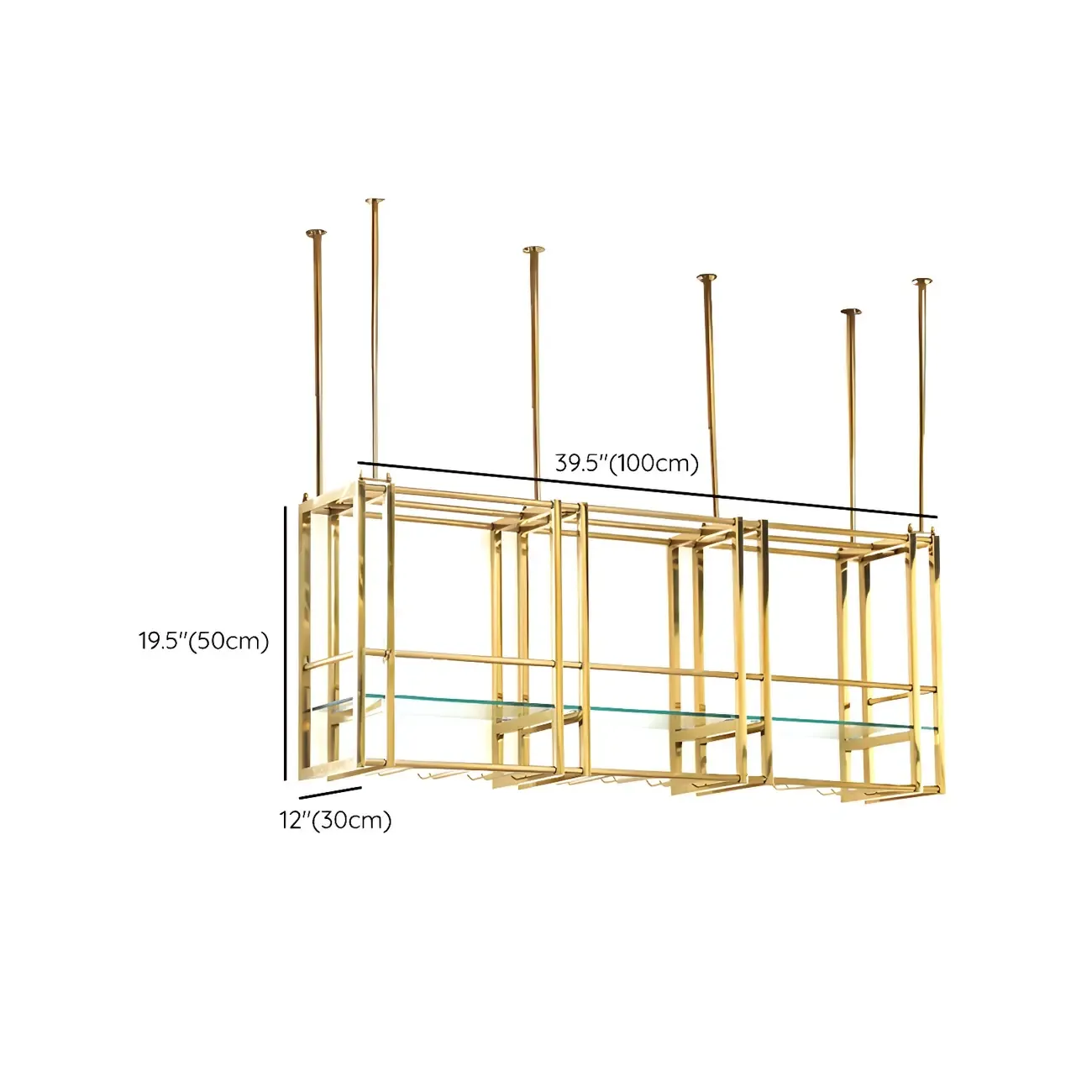 Glam Gold Metal Large Hanging Wine Rack