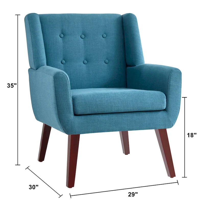 Linen Accent Chair with Tufted Back