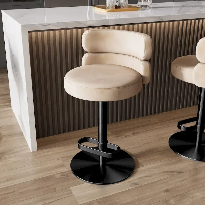 Velvet Counter Bar stool with Height Adjustable and Swivel