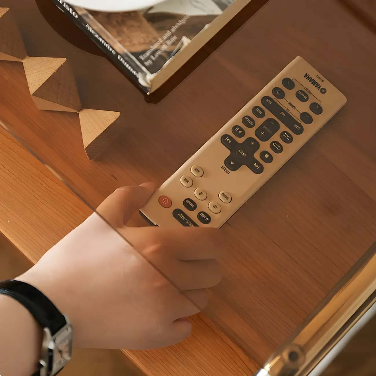 Natural Finish Narrow Glass-Top Light Wood Nightstand