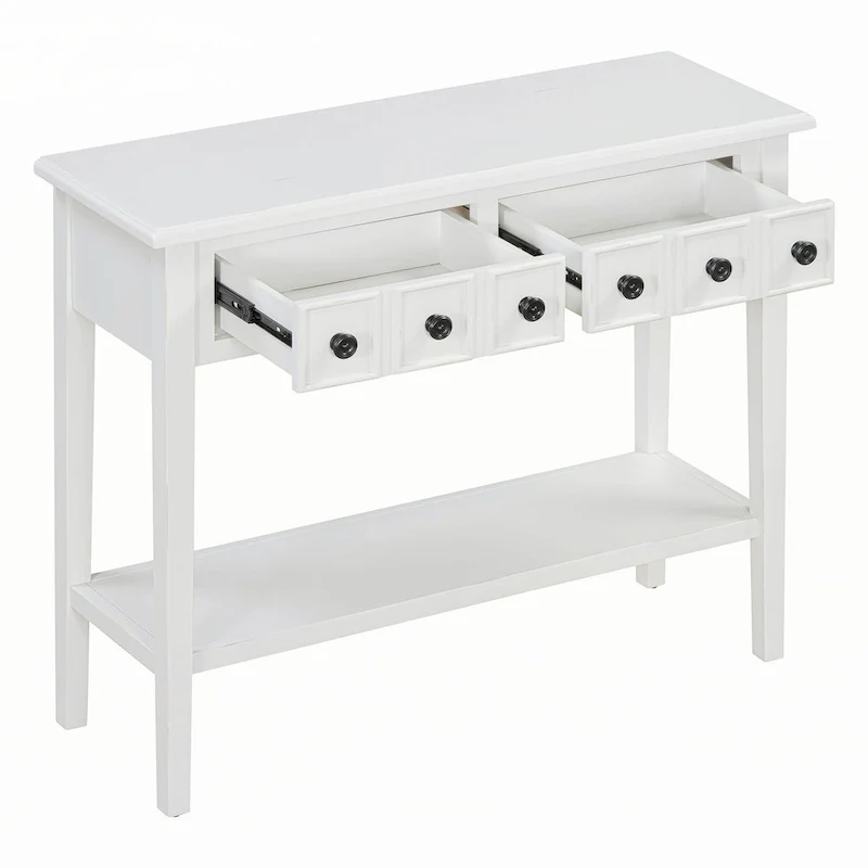 Entryway Table with 2 Drawers(White)