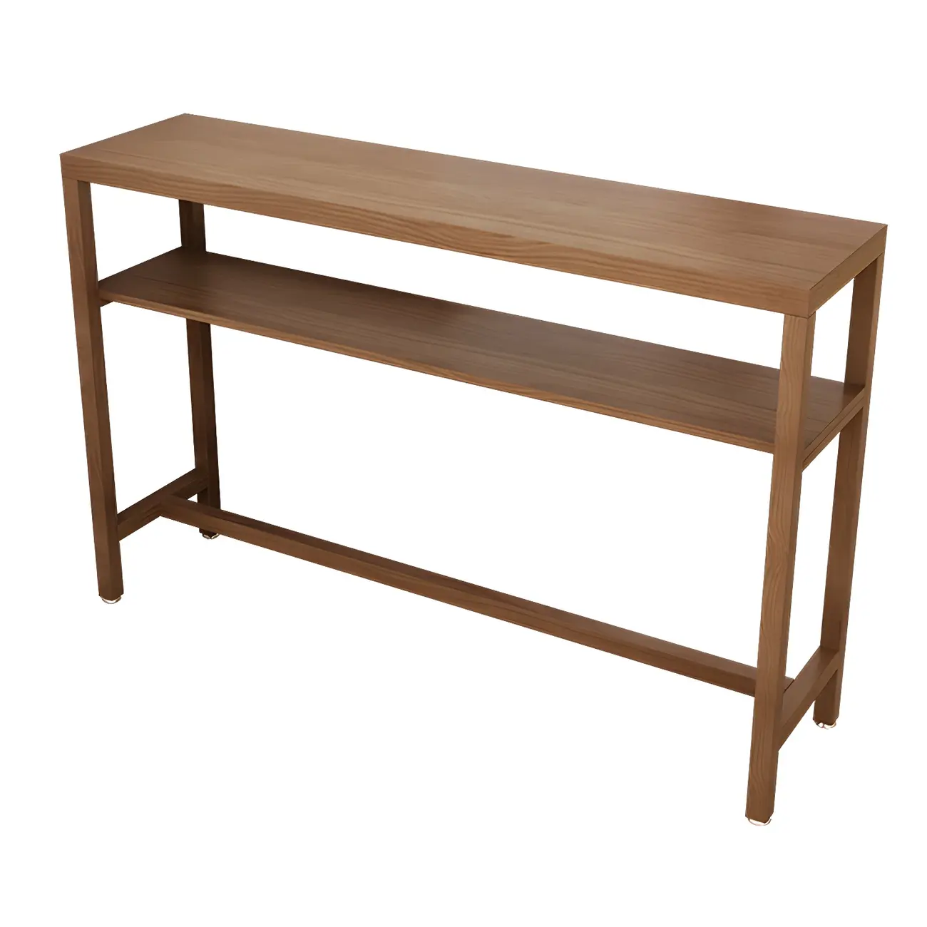 Modern Brown Pine Wooden Shelf Storage Trestle Bar Tables