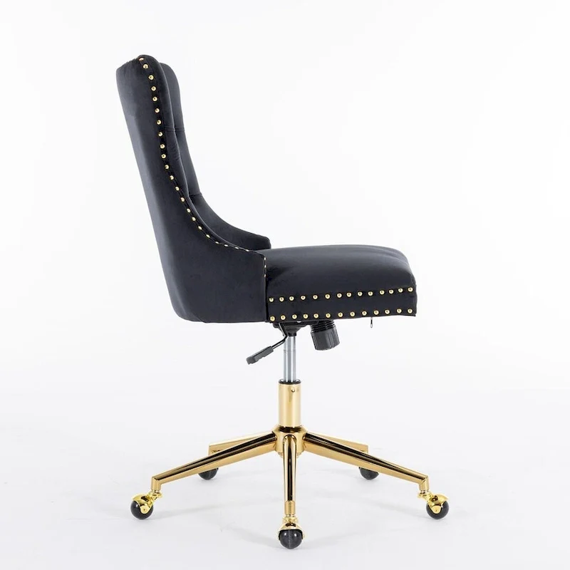 Office Chair with Wheels, Adjustable Height, Velvet Upholstered Tufted Button Computer Desk Chair Swivel