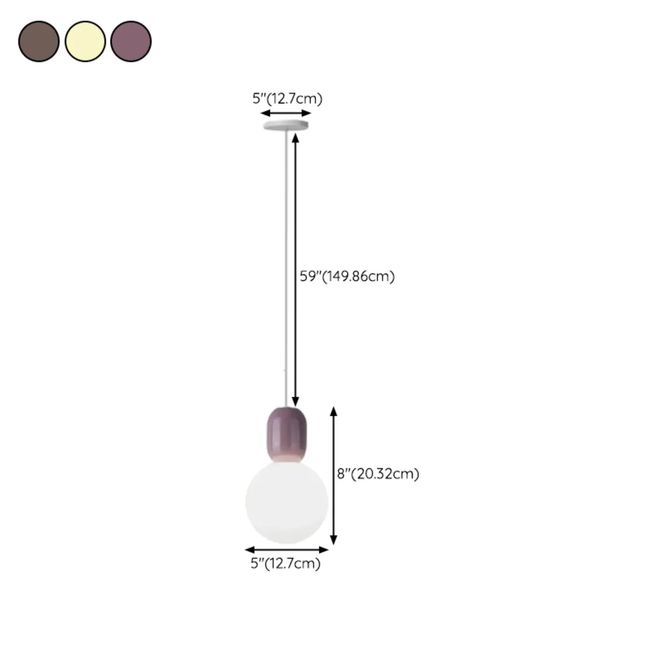 Modern White Metal Plastic Globe Pendant Light