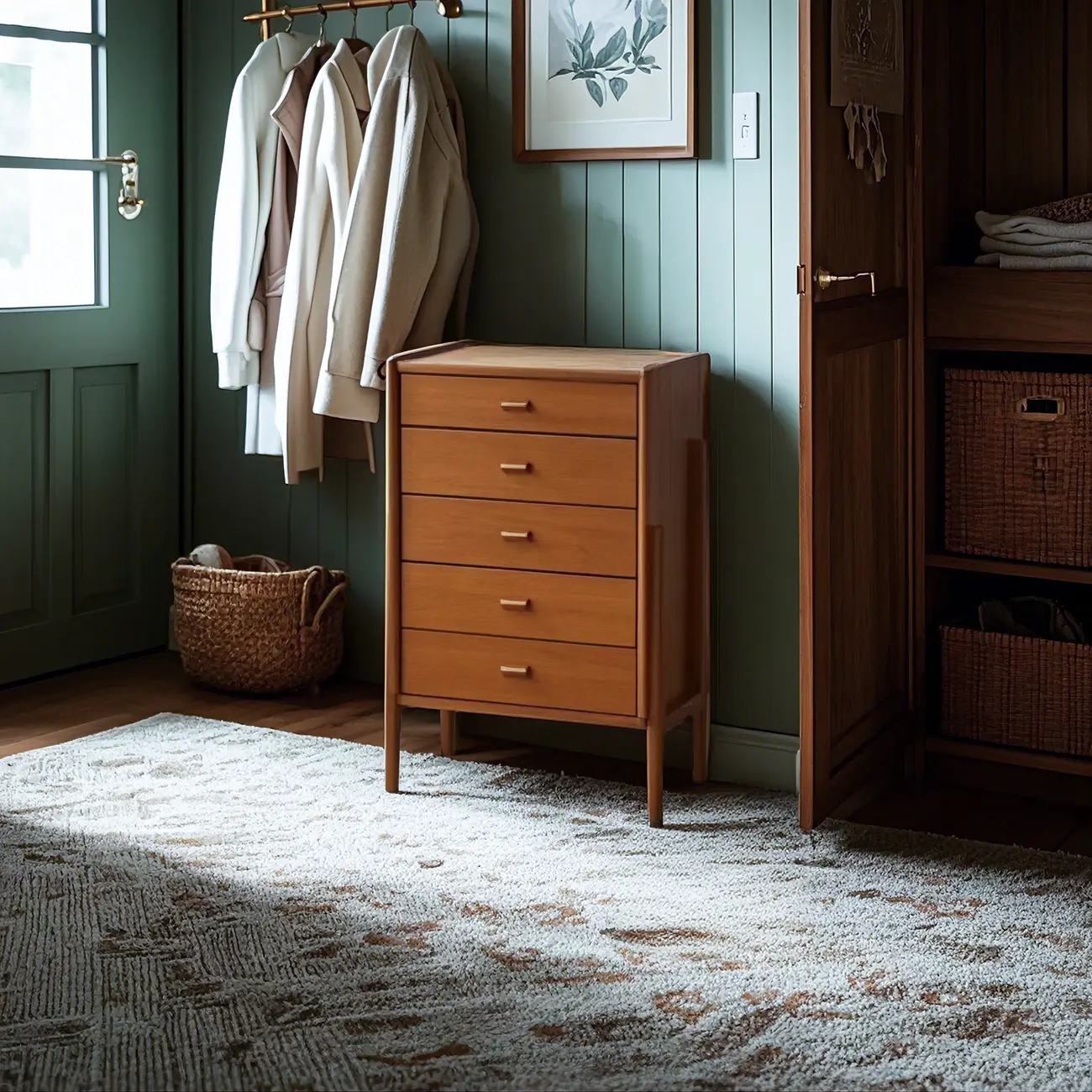 Minimalist Brown Wooden Dresser with Drawers for Bedroom