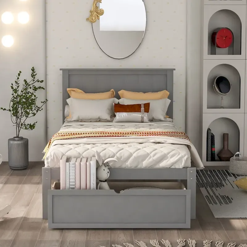 Modern Platform Bed with Under-bed Drawer
