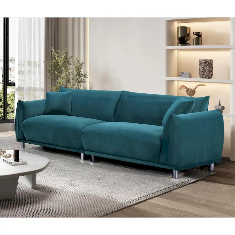 US Pride Furniture 88.2W Metal Legs Velvet Fabirc Sofa