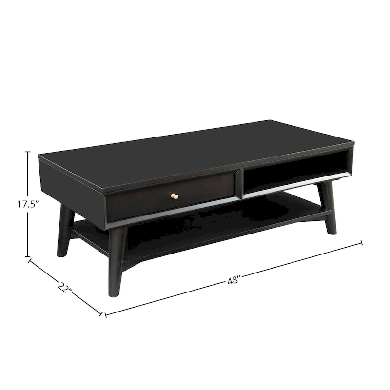 Alpine Furniture Flynn Mid Century Modern 1 Drawer Coffee Table
