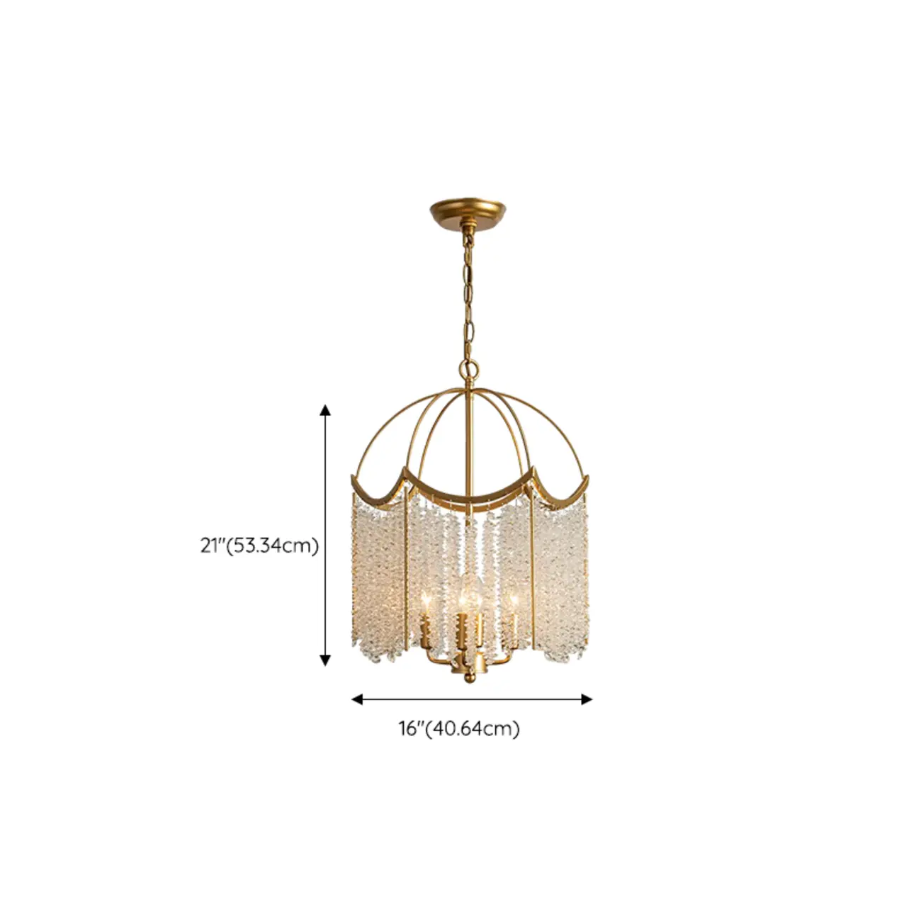 Chic Gold Caged Crystal Tassel Chandelier